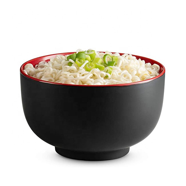 Deep interior japanese ceramic noodle bowl